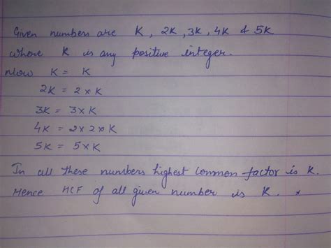 Find Hcf Of The Numbers Given K 2k 3k 4k