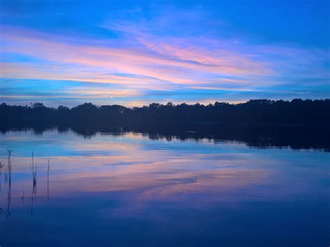 Desktop Wallpaper Blue Sky Sunset Lake Reflections Nature Hd Image