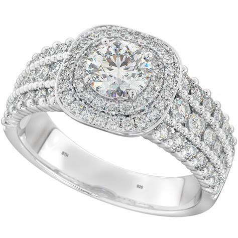 Magnificence Halo Sterling Silver Cubic Zirconia Ring