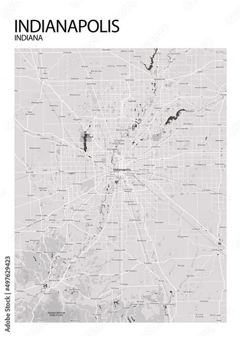 Poster Indianapolis Indiana Map Road Map Illustration Of
