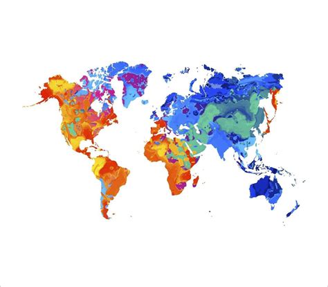 Abstract World Map From Splash Of Watercolors Vector Illustration Of