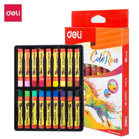 Deli Oil Pastel 12 18 24 Color School Crayons Creative Cartoon Round