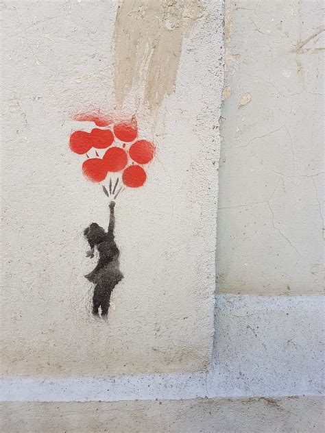 Hd Wallpaper Girl Holding Red Balloon Painting Graffiti Child
