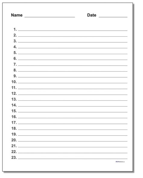 Numbered List Template