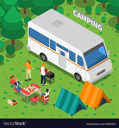 Camping Isometric Composition Royalty Free Vector Image