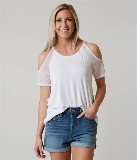 Daytrip Cold Shoulder Top Women S Shirts Blouses In White Buckle