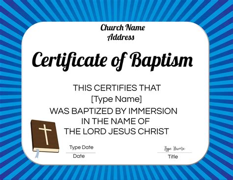 Baptism Certificate Template Free
