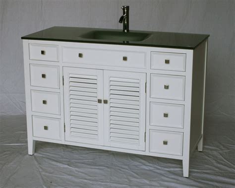 46.5 inch single sink bathroom vanity with led travertine counter top uvsr0726tl46. 48 inch Bathroom Vanity Glass Top Beach Style White S112848W