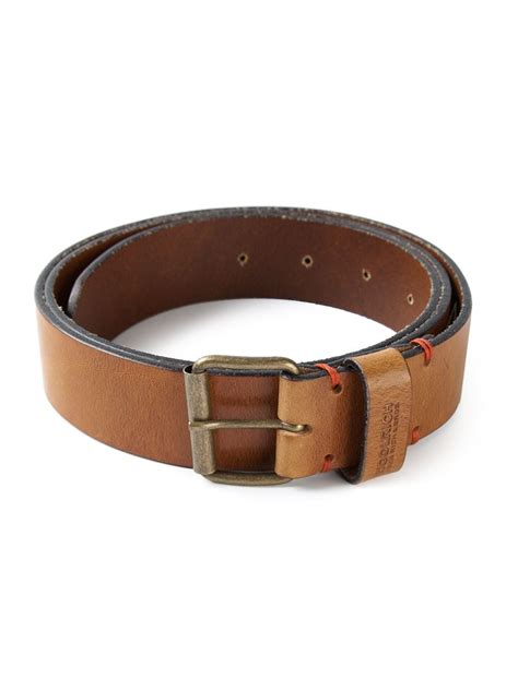 Woolrich Distressed Leather Belt In Brown For Men Lyst