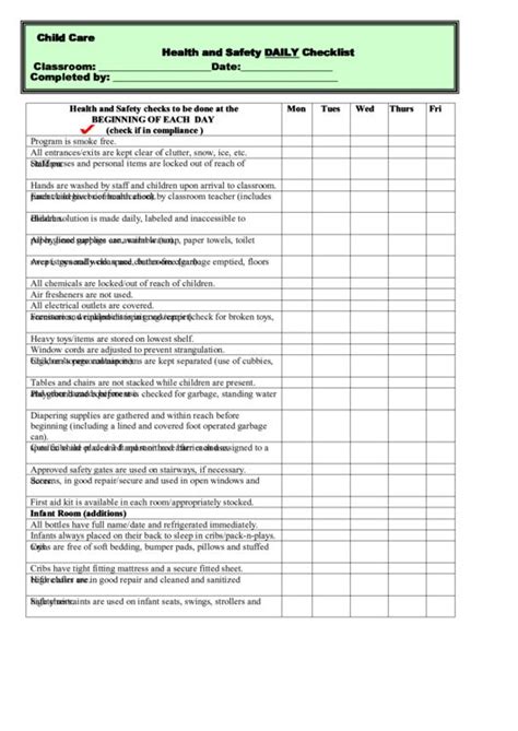 Need A Child Care Health And Safety Daily Checklist Heres A Free