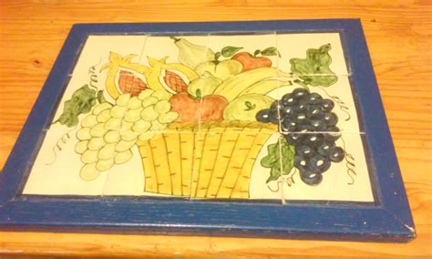 Tile Wall Hanging With Fruit Basket Painted On It Instappraisal