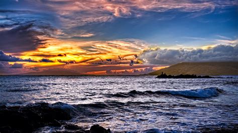 Sunset Sunrise Clouds Landscapes Nature Waves Skyscapes Land Sea
