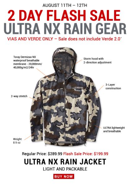 Kuiu Ultra Nx Rain Gear Flash Sale 90 Off Ends 812 Hunting Gear Deals