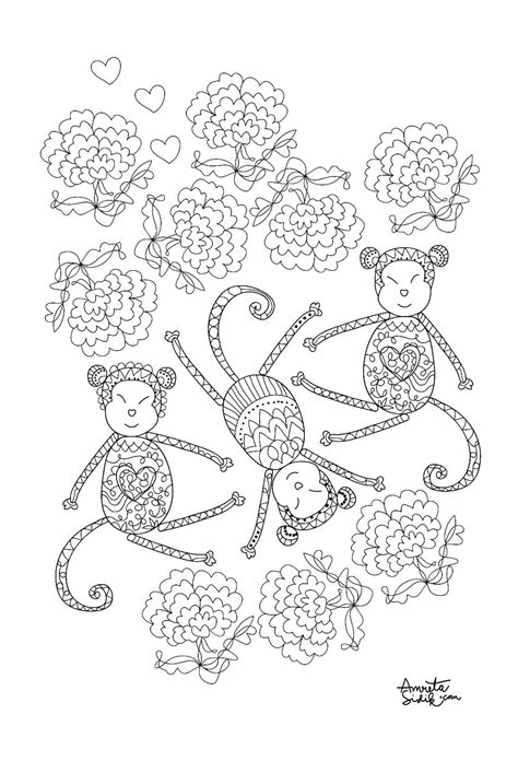 After your child has finished ask them to choose their favorite little monkey. Monkey 3 - Monkeys Adult Coloring Pages
