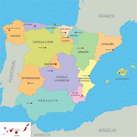 Cartina Politica Della Spagna