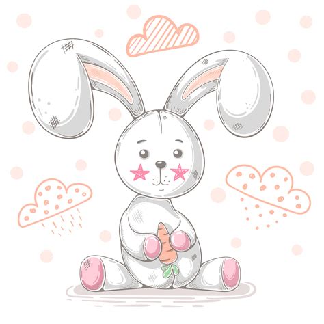 Cute Teddy Rabbit Cartoon Illustration 485431 Vector Art At Vecteezy