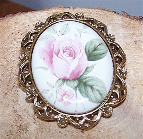 Vintage Pink Rose Cameo Brooch Pin By Parisrain On Etsy