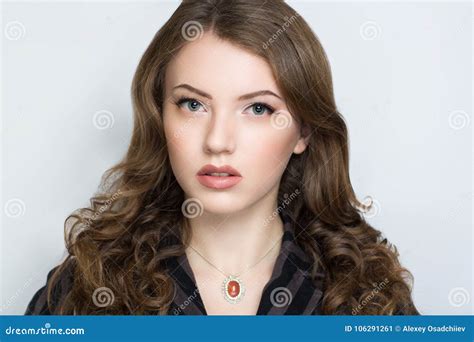 Woman With Curly Hair Nude Make Up Stock Image Image Of Caucasian Human 106291261