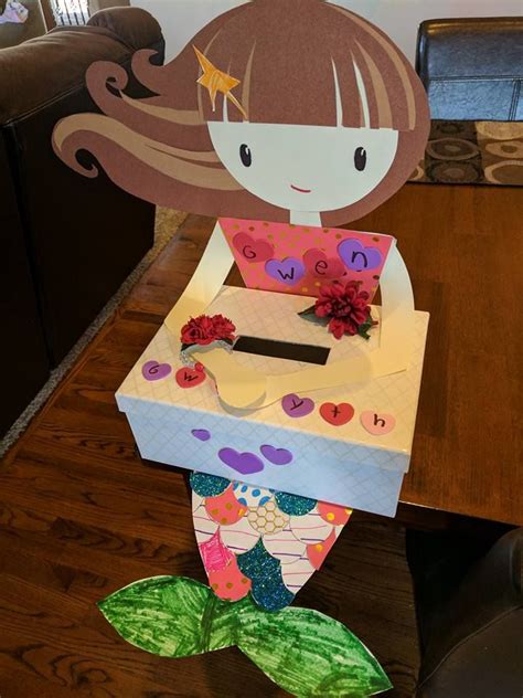Mermaid Valentines Box For School Kids Valentine Boxes Girls