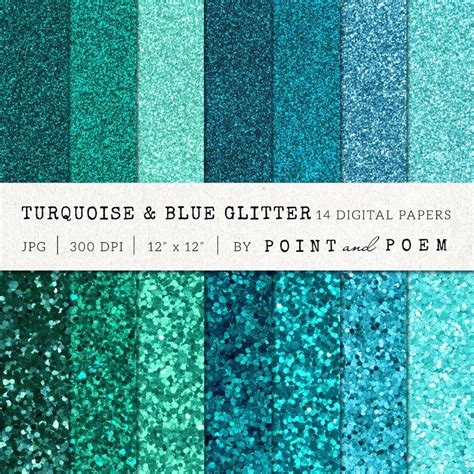 Glitter Digital Paper Commercial Use Turquoise Glitter Etsy Glitter