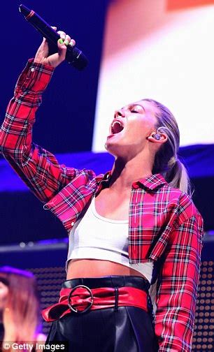 louisa johnson flashes her abs at radio city live daily mail online
