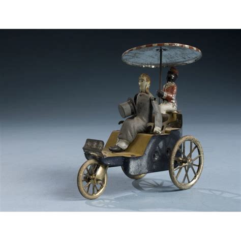 German Horseless Carriage Painted And Chromolithographed Tinplate Wind Up
