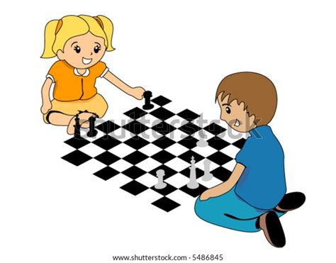 Kids Playing Chess Vector Stock Vector Royalty Free 5486845
