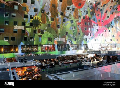 Colourful Interior Of The Rotterdamse Markthal Rotterdam Market Hall