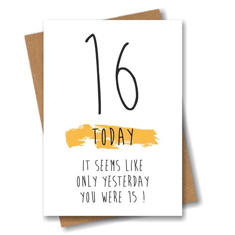 Funny 16th Birthday Card 16 Today Seems Like Only Yesterday Etsy Uk
