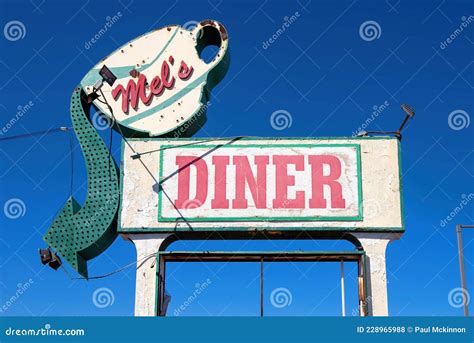 Sign For Mel`s Diner For The Tv Show Alice Editorial Stock Photo