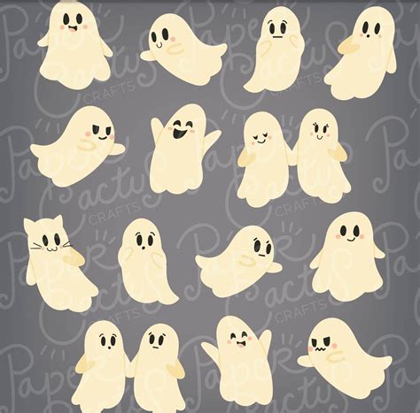 Cute Halloween Ghosts Clipart Instant Download Ghost Drawing Hand Art