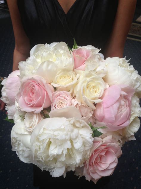 White Peonies Roses Soft Pink Peonies Roses Spray Roses Floral Wedding Pastel Bouquet