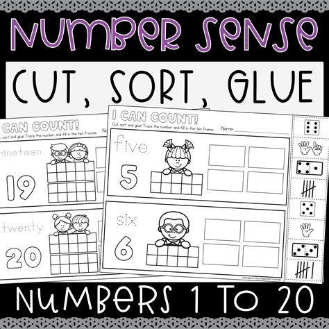 Number Subitizing Worksheets Cut Sort Glue Number Sense Sorting To 20