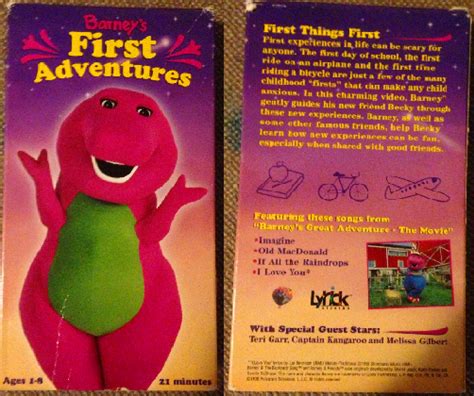 The previews for more barney songs stutters for a few second. Image - Barney's First Adventures VHS.png - Custom Time ...