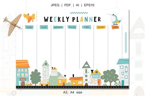 Wochenplaner Für Kinder Wöchentliche Zeitplan Druckbare Pdf Etsy