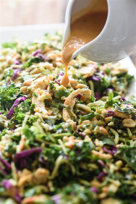 You can instantly turn this salad into an entree by adding some grilled tofu, chopped chicken, beef or shrimp. Thai Chicken Salad with Creamy Peanut Hummus Dressing | The Adventure Bite