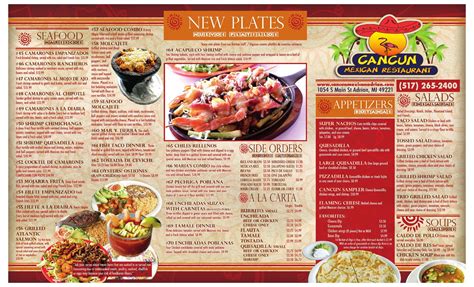 We are a mexican restaurant serving fresh mexican food & drinks with a menu that includes tacos, burritos, enchiladas, delicious salads, and more. Cancun Mexican Restaurant menu in Adrian, Michigan, USA