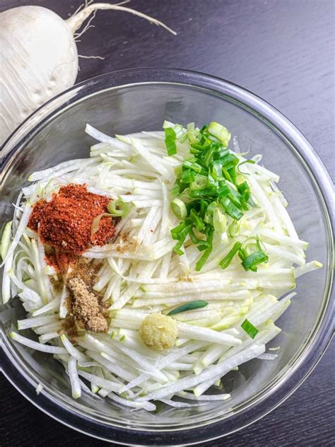 Spicy Korean Radish Salad Musaengchae Drive Me Hungry