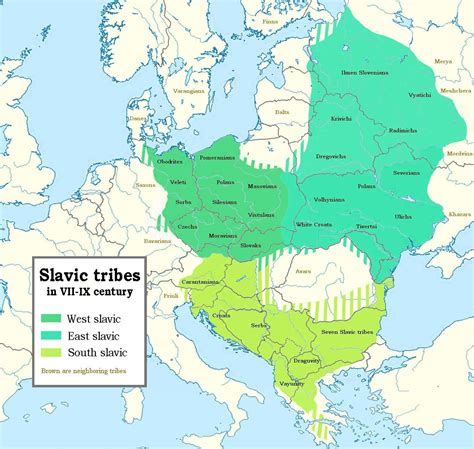 Slavic Tribes From The 7th To 9th Centuries In Europe Map Map Europe