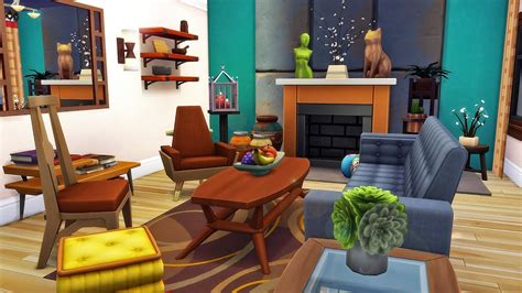 Mid Century Modern Living Room The Sims 4 Speed Build Youtube