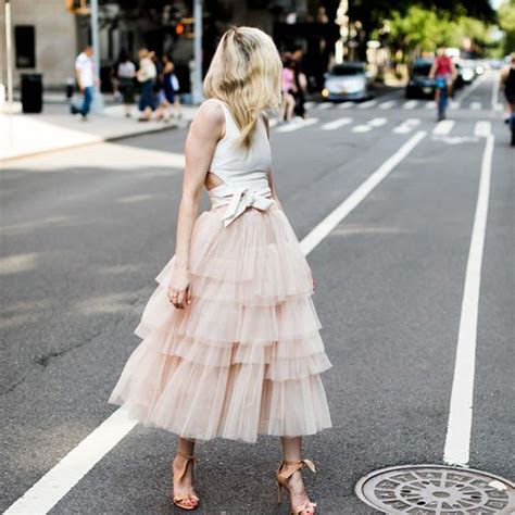 High Street Tiered Tulle Skirt For Women Fashion Ruffles Pale Pink Maxi