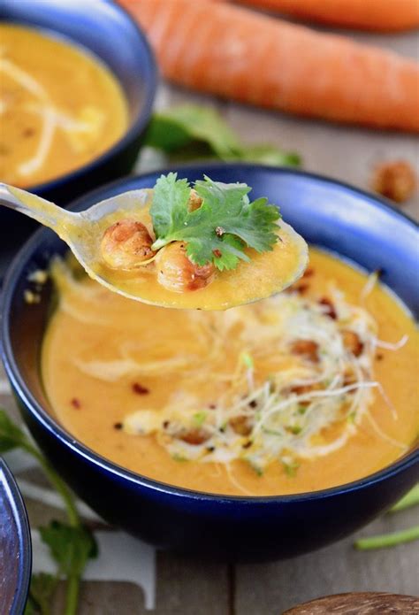 Vegetarian Coconut Curry Carrot Soup With Cumin Spiced