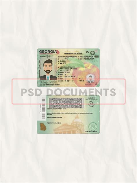 Georgia Drivers License New Psd Template Ssn Card Drivers License
