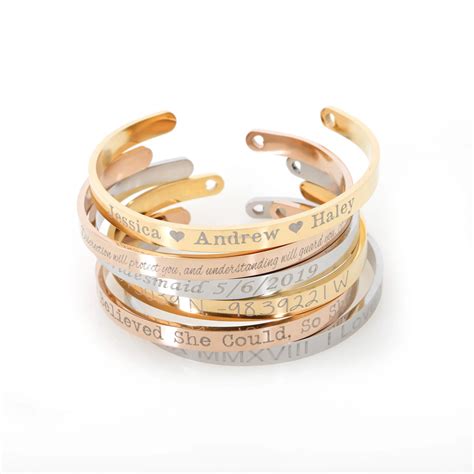 Wholesale Engraved Inspirational Stainless Steel Bracelet Jewelry Custom Women Gold Cuff Bangle