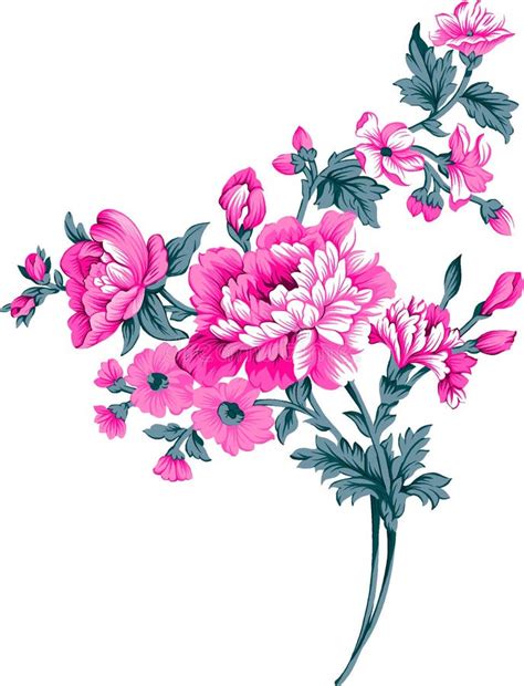 A Beautiful Digital Floral Pattern With Pink Color Using For Textile