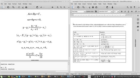 Libreoffice Math Linear Equation Examples