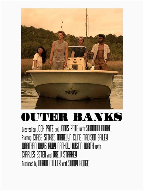 An Advertisement For Outer Banks Featuring Three Men In A Boat