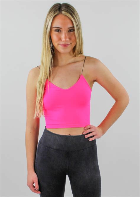 Pink Tank Tops Outfit Tank Top Outfits Neon Pink Crop Top Girls
