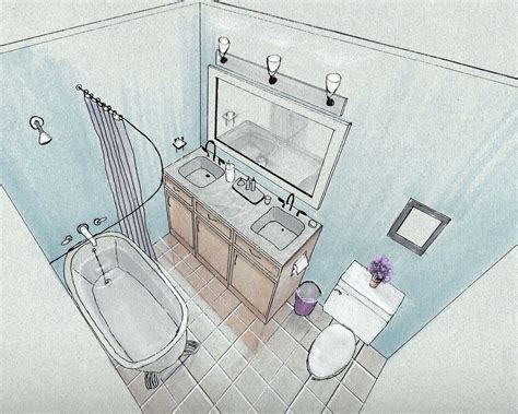 Hand Drawings And Renderings By Renee Corbin At Bathroom