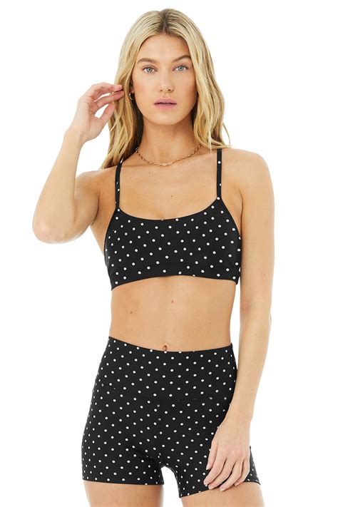 Airlift Intrigue Polka Dot Bra In Black White By Alo Yoga Ballet For Women
